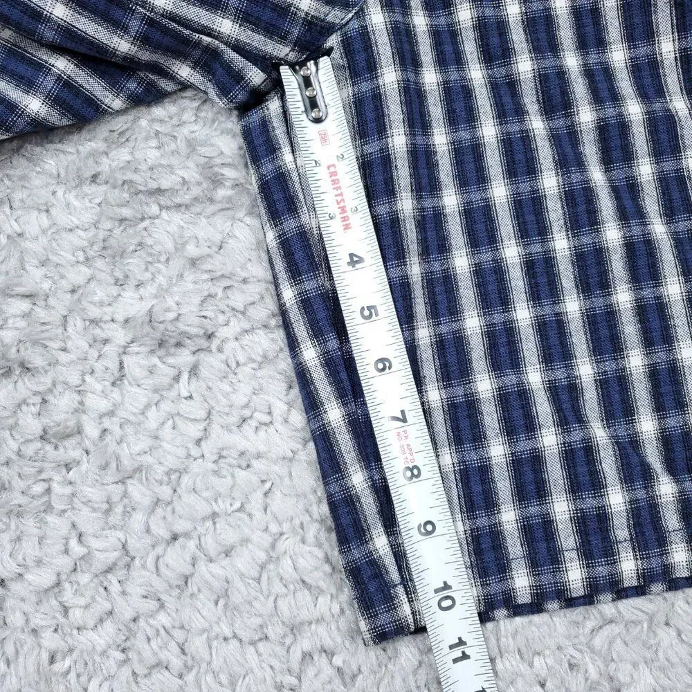Urban Outfitters Playa Plaid Longline Shorts Size Large Blue White Relaxed Baggy